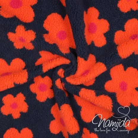 0,5 MTR. ♥ FLOWER TEDDY ORANGE NAVY ♥