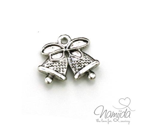 1 Stück - WEIHNACHTSGLÖCKCHEN Anhänger  - SILBER - 15x18mm -