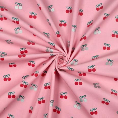 0,5 MTR. ♥ WEICHER BABY FEINCORD KIRSCHEN FOIL ROSA ♥
