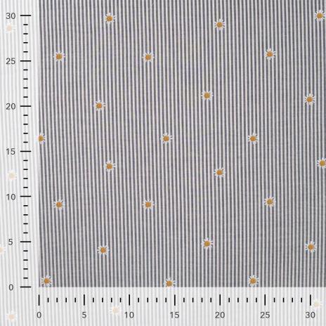0,5 MTR. SEERSUCKER STREIFEN GÄNSEBLÜMCHEN JEANS BAUMWOLLE