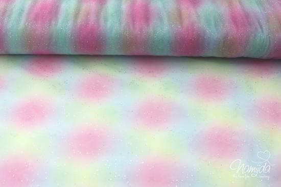 0,5 MTR. ♥ WEICHER *GLITZER* TüLL FARBVERLAUF PUNKTE - MuLTiCoLoR PiNK/LiME ♥