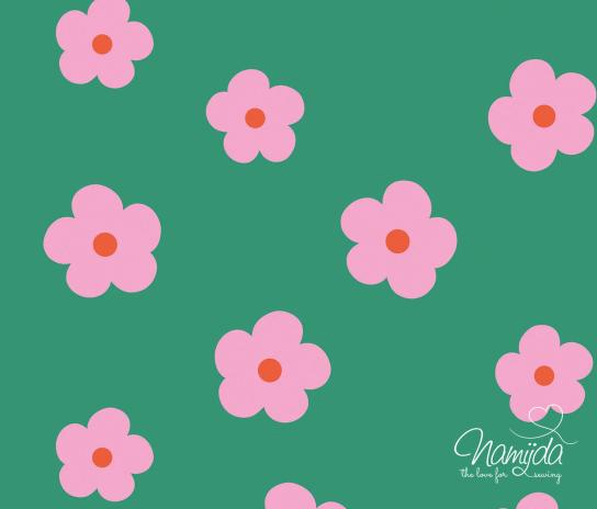 0,50 MTR. FLORAL LOVE ROSE/GRÜN JERSEY