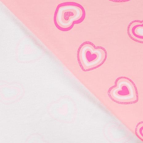 0,50 MTR. GLITZER HEARTS ROSA SOFT SWEAT FRENCH TERRY