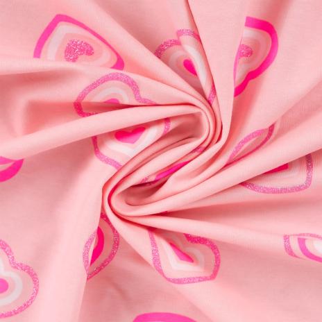 0,50 MTR. GLITZER HEARTS ROSA SOFT SWEAT FRENCH TERRY