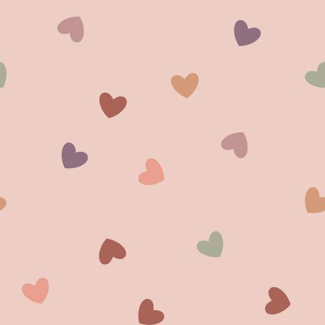 0,5 MTR. COLORFUL HEARTS ROSE - FRENCH TERRY