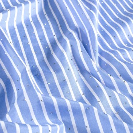 VORBESTELLUNG LIEFERZEIT CA. 1 WOCHE 0,5 MTR. GLITZER STEINCHEN STREIFEN JEANS BAUMWOLL POPELINE