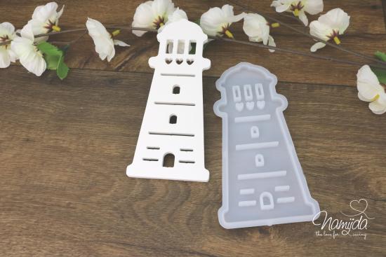 1 Stück ♥ GIESSFORM SILIKON - LEUCHTTURM MIT HERZ VORDERSEITE FÜR LED´S ♥