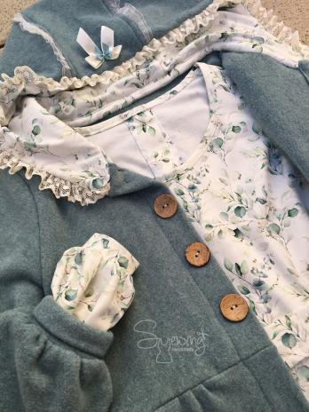 RESTSTÜCK 0,95 MTR. ♥ Doubelface Baumwollfleece MINT MELANGE - 100% Baumwolle ♥