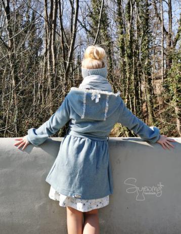 RESTSTÜCK 0,95 MTR. ♥ Doubelface Baumwollfleece MINT MELANGE - 100% Baumwolle ♥