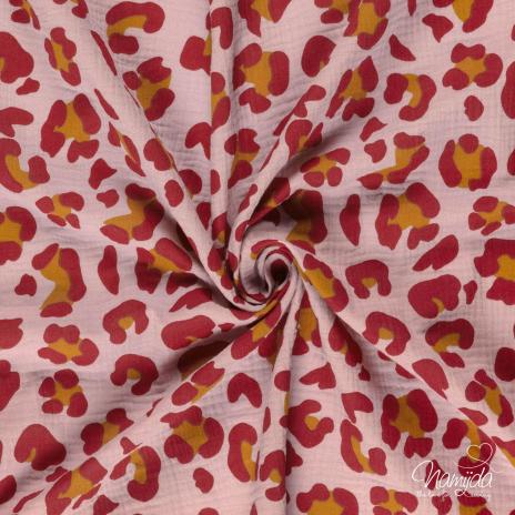 0,5 MTR. ♥ MUSSELIN LEO ROSA/ROT ♥