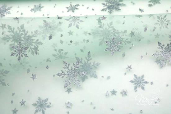 0,5 MTR. ♥ WEICHER EISKRISTALL TüLL MINT ♥