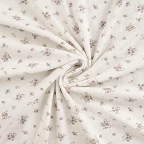 0,5 MTR. ♥ RIPPSTRICK JERSEY NATURAL FLOWERS ♥