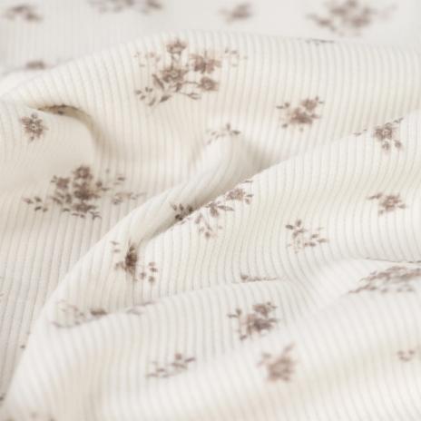 0,5 MTR. ♥ RIPPSTRICK JERSEY NATURAL FLOWERS ♥