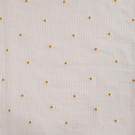 0,5 MTR. SEERSUCKER STREIFEN GÄNSEBLÜMCHEN SAND BAUMWOLLE