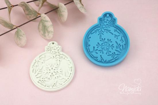 1 Stück ♥ GIESSFORM SILIKON - WEIHNACHTSKUGEL SCHNEEFLOCKE ♥