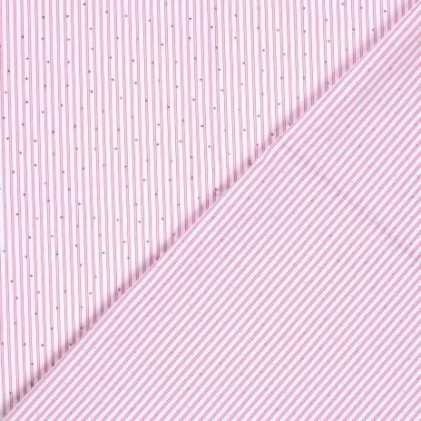 0,5 MTR. GLITZER STEINCHEN STREIFEN PINK/ROSA BAUMWOLL POPELINE