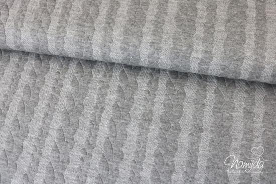 0,50 MTR. ♥ JACQUARD ZOPFMUSTER HELLGRAU ♥