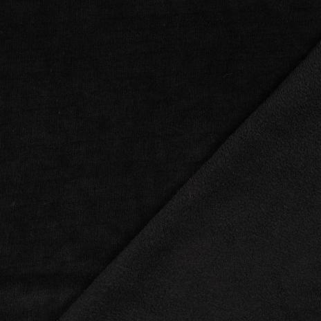 0,50 MTR. ♥ FEINCORD DOUBLEFACE FLEECE SCHWARZ STRETCH ♥