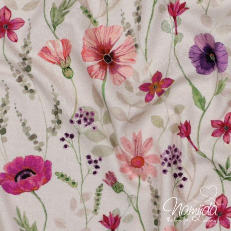 0,50 MTR.  ♥ AQUARELL SUMMER FLOWERFIELD JERSEY