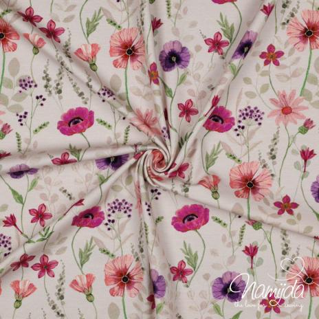 0,50 MTR.  ♥ AQUARELL SUMMER FLOWERFIELD JERSEY