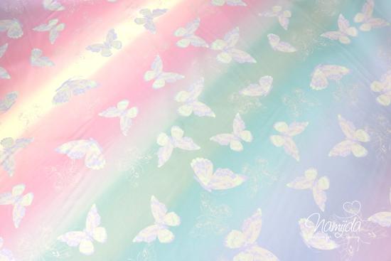 0,5 MTR. ♥ BUTTERFLY FARBVERLAUF REGENJACKEN STOFF PASTELL RAINBOW ♥