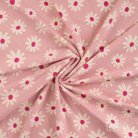 0,50 MTR. ♥ DAISIES ROSE MELANGE JERSEY ♥