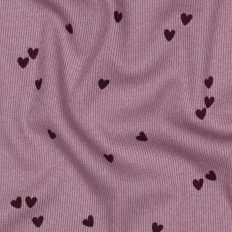 0,5 MTR. ♥ RIPPSTRICK JERSEY HERZCHEN - MAUVE ♥