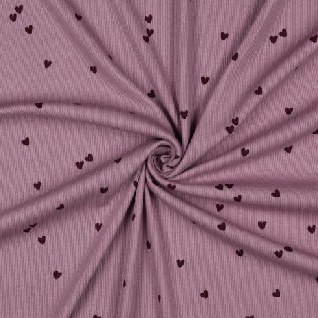 0,5 MTR. ♥ RIPPSTRICK JERSEY HERZCHEN - MAUVE ♥