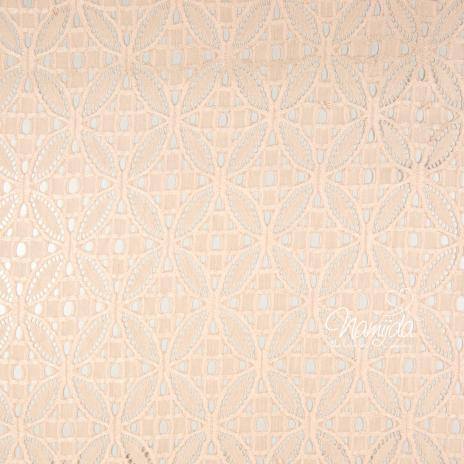0,5 MTR. ♥ Elastische Spitze ORNAMENT BLüTE - Nude - Spitzenstoff ♥