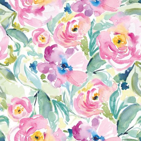 0,5 MTR. AQUARELL SUMMER FLOWERS BAUMWOLL POPELINE