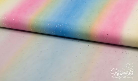 0,5 MTR. ♥ WEICHER *GLITZER* FARBVERLAUF RAINBOW MuLTICoLour TüLL ♥