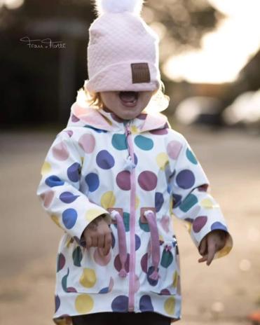 0,5 MTR. ♥ DOTS REGENJACKEN STOFF PASTELL PUNKTE NATUR ♥