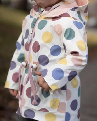 0,5 MTR. ♥ DOTS REGENJACKEN STOFF PASTELL PUNKTE NATUR ♥