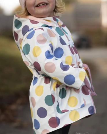 0,5 MTR. ♥ DOTS REGENJACKEN STOFF PASTELL PUNKTE NATUR ♥
