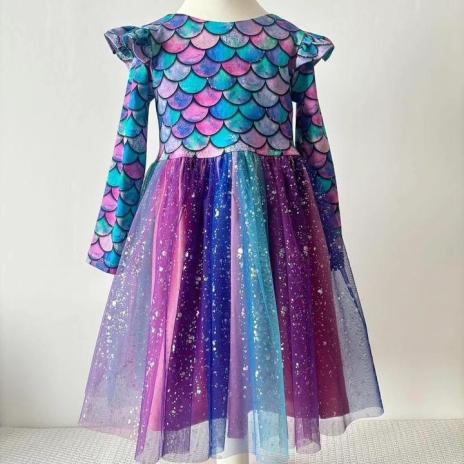 0,5 MTR. ♥ MERMAID SOFT SPRENKEL SCHIMMER TüLL TÜRKIS/LILA ♥