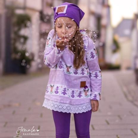 0,5 MTR. SOFT SWEAT ELCH NIKO WeiHNACHTSTRAUM - FLIEDER - EIGENPRODUKTION ♥