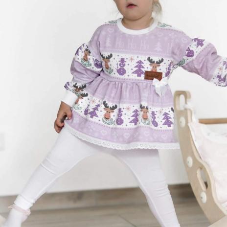 0,5 MTR. SOFT SWEAT ELCH NIKO WeiHNACHTSTRAUM - FLIEDER - EIGENPRODUKTION ♥