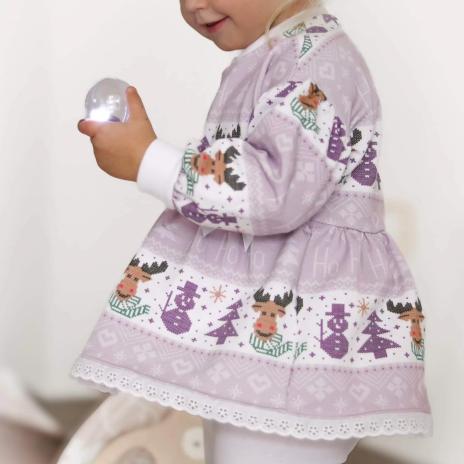 0,5 MTR. SOFT SWEAT ELCH NIKO WeiHNACHTSTRAUM - FLIEDER - EIGENPRODUKTION ♥