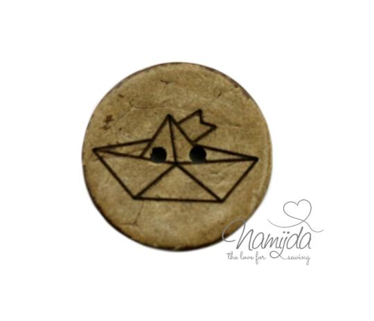 1 Stück ♥ EIGENPRODUKTION KOKOSKNOPF PaPIERBooT - HOLZKNOPF - 22 mm ♥