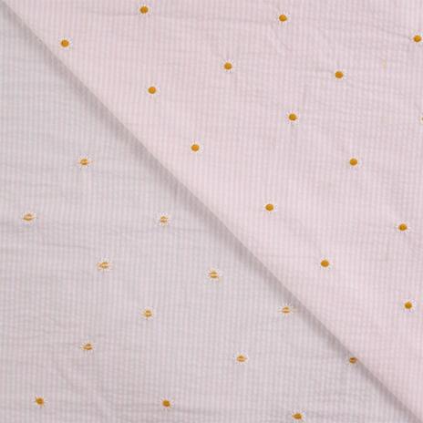 0,5 MTR. SEERSUCKER STREIFEN GÄNSEBLÜMCHEN ROSA BAUMWOLLE