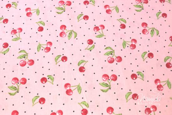 0,5 MTR. AQUARELL KIRSCHEN ROSE - BAUMWoLLE POPELINE