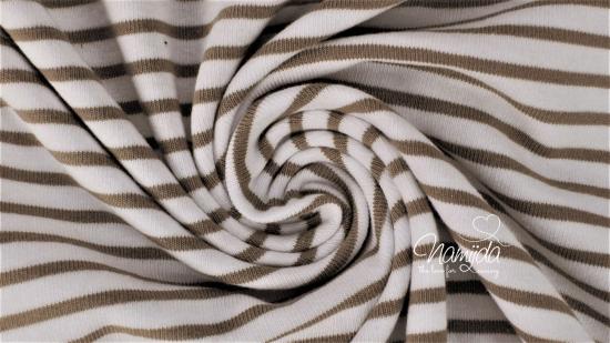 0,5 MTR. ♥ STREIFENJERSEY BAUMWOLLE  BRAUN/WeiSS ♥