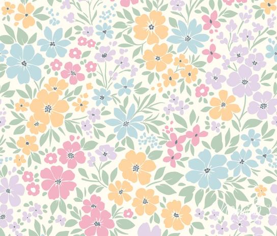 0,50 MTR. PASTELL FLOWERS MULTICOLOR JERSEY