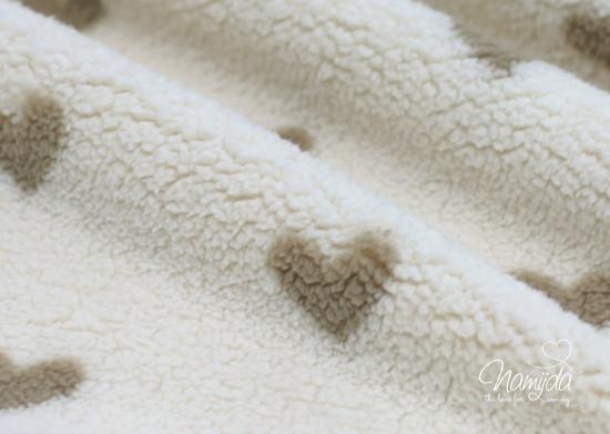 0,5 MTR. ♥ TEDDY HEARTS NATUR/TAUPE ♥