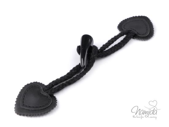 1 Stück ♥ Dufflecoat-Verschluss HERZ - SCHWARZ - Knebelknopf - zweiteilig ♥