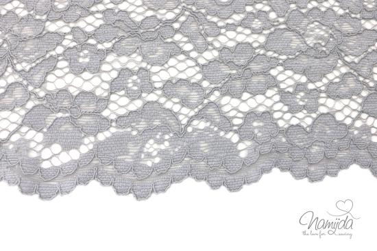 0,5 MTR. ♥ SPITZE BLüTeNTRAUM - GRAU - Spitzenstoff ♥