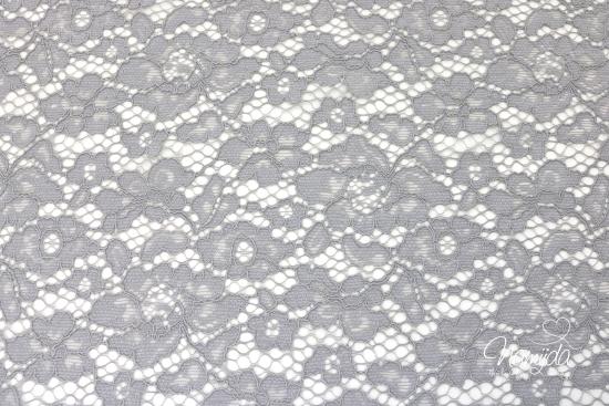 0,5 MTR. ♥ SPITZE BLüTeNTRAUM - GRAU - Spitzenstoff ♥