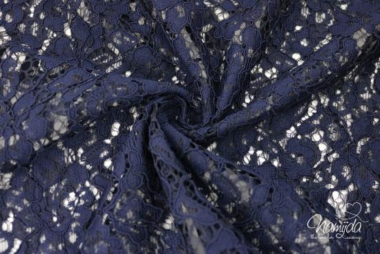 0,5 MTR. ♥ SPITZE BLüTeNTRAUM - NAVY - Spitzenstoff ♥