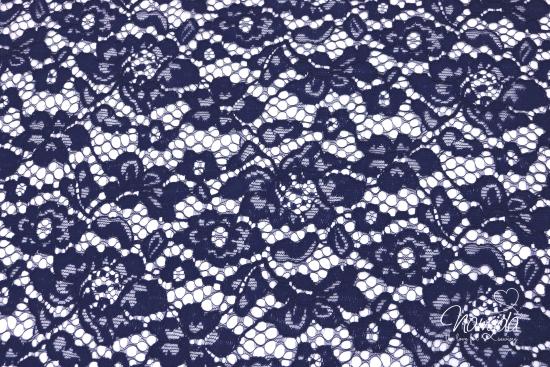 0,5 MTR. ♥ SPITZE BLüTeNTRAUM - NAVY - Spitzenstoff ♥