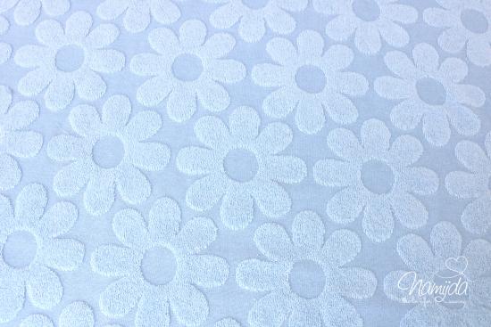 0,5 MTR. ♥ FROTTEE JACQUARD DAISIES HELLBLAU ♥